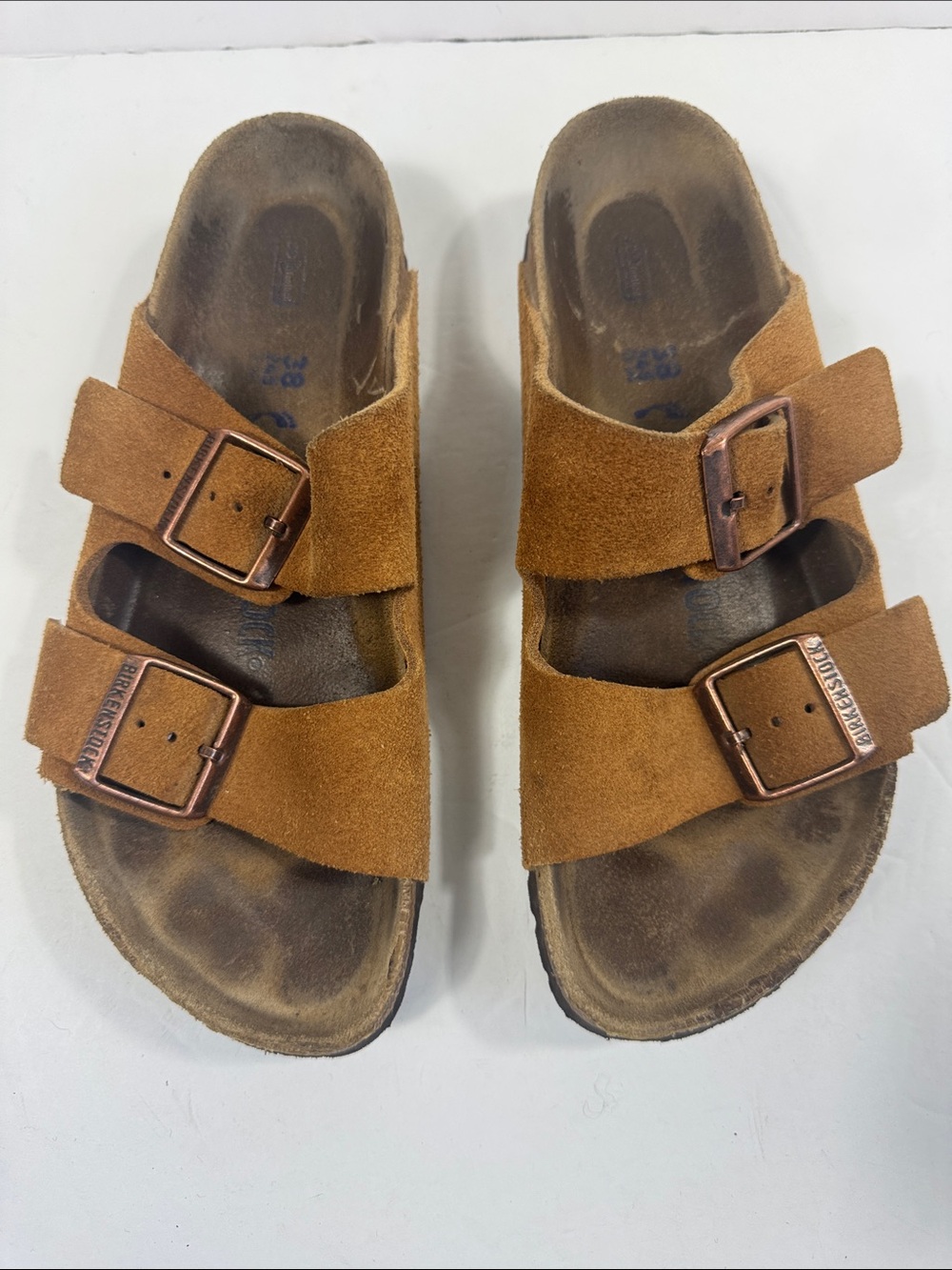 Birkenstock Brown Suede Double-Buckle Sandals Arizona Sz 38 - Picture 2 of 12